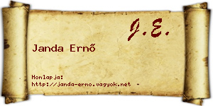 Janda Ernő névjegykártya